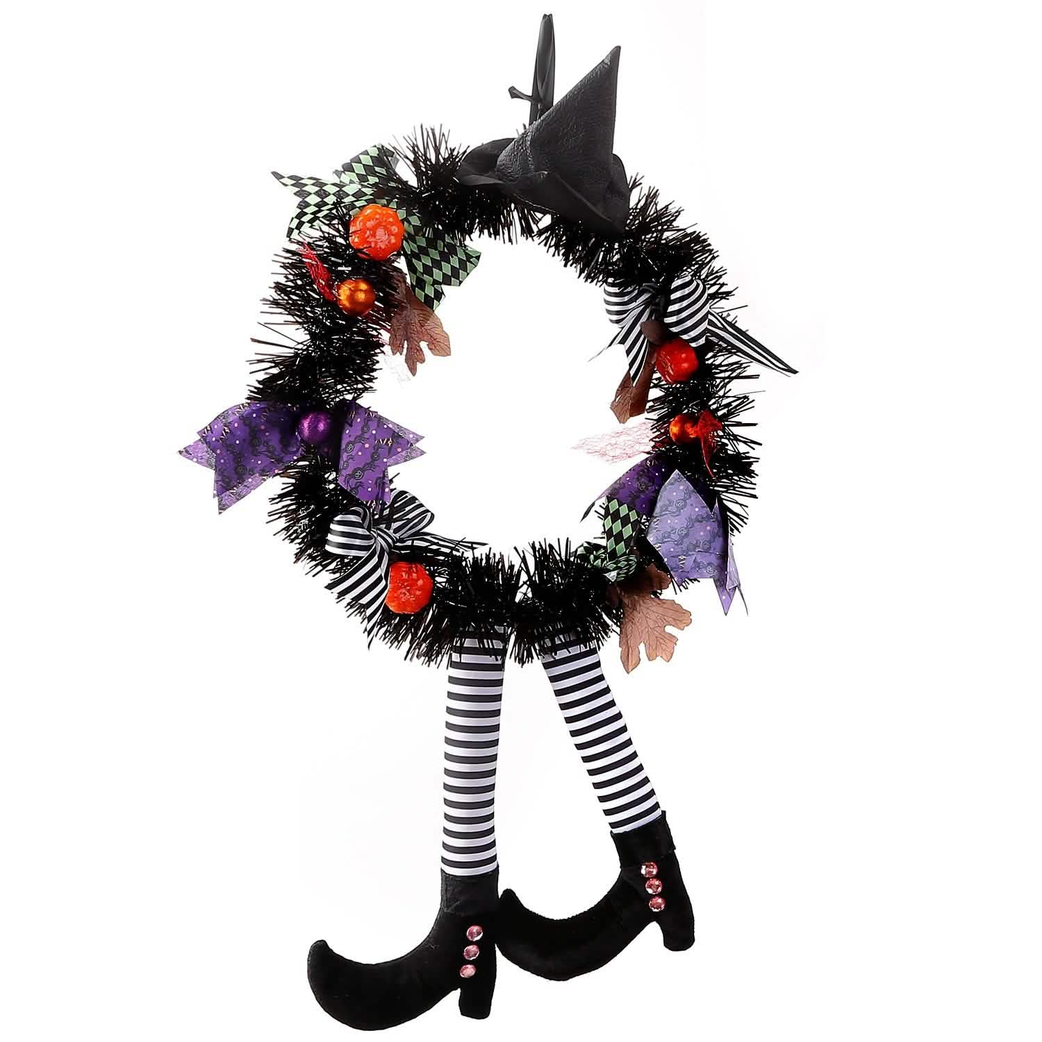 Halloween Witch Wreath Pumpkin Decorations Seasonal Decor - Tophatter Daily Deals