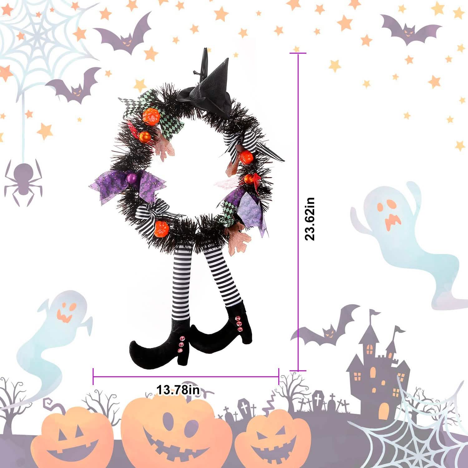 Halloween Witch Wreath Pumpkin Decorations Seasonal Decor - Tophatter Daily Deals