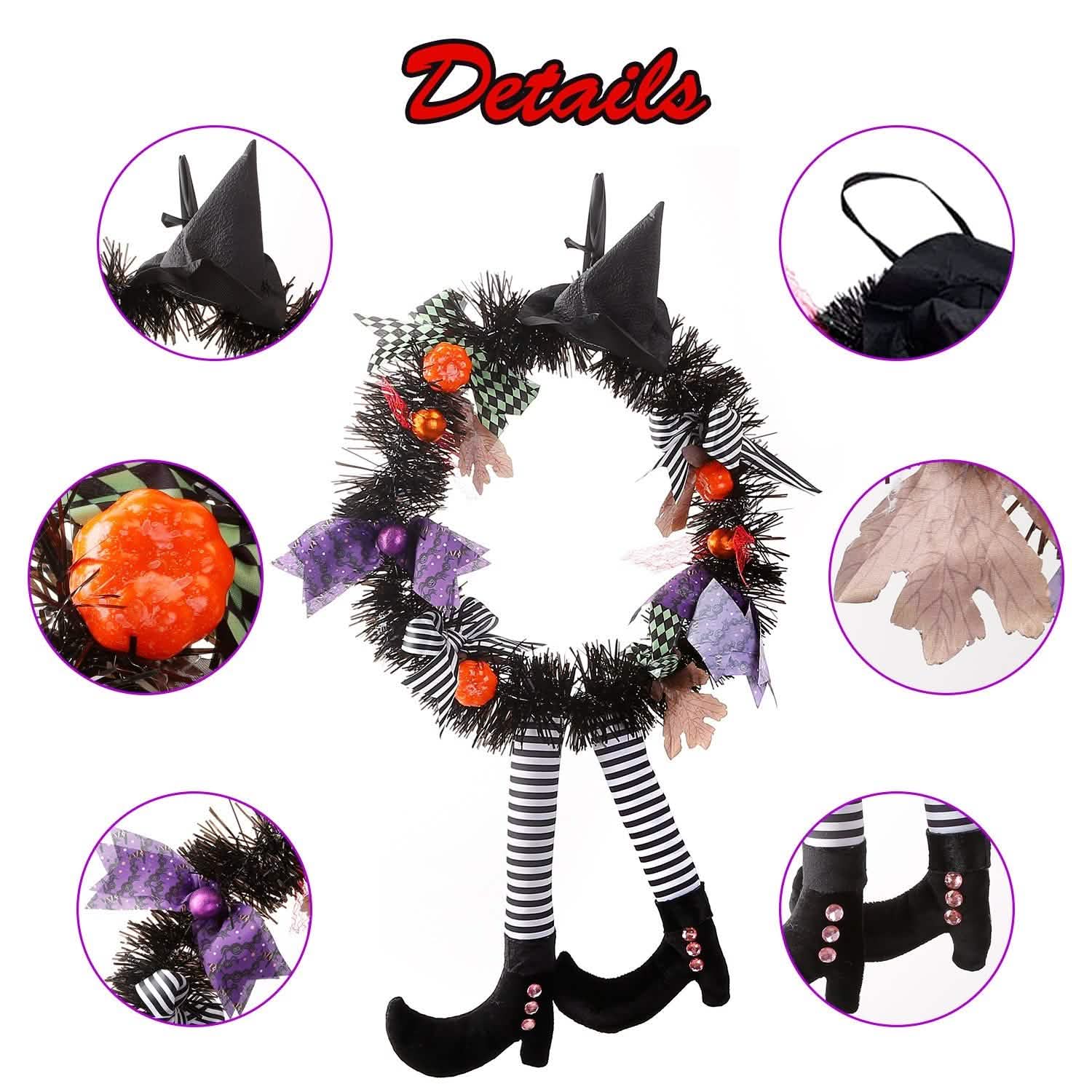 Halloween Witch Wreath Pumpkin Decorations Seasonal Decor - Tophatter Daily Deals