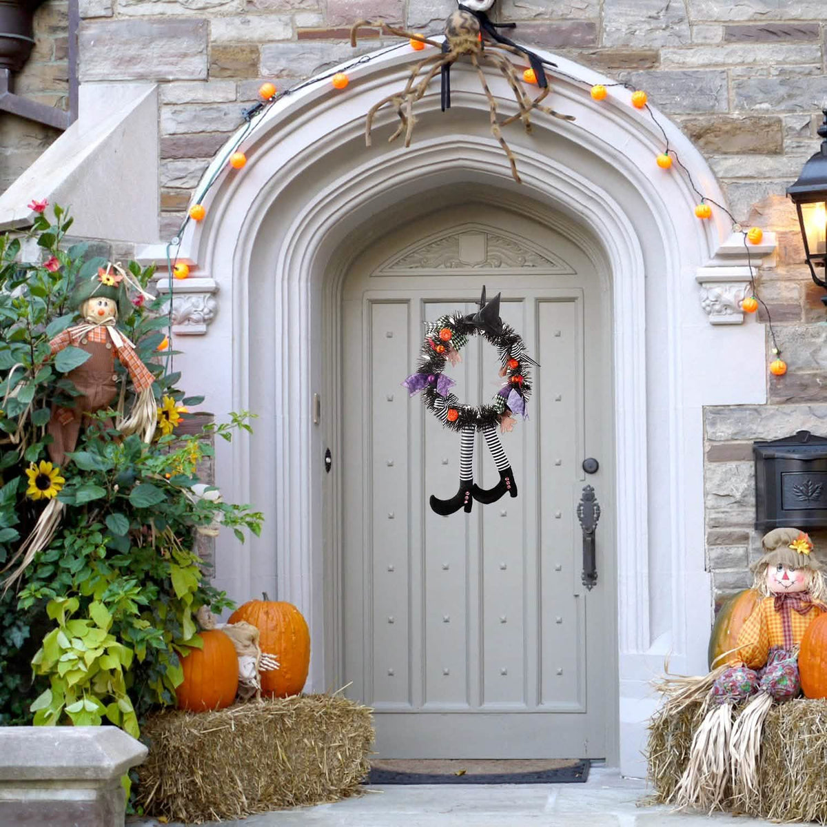 Halloween Witch Wreath Pumpkin Decorations Seasonal Decor - Tophatter Daily Deals