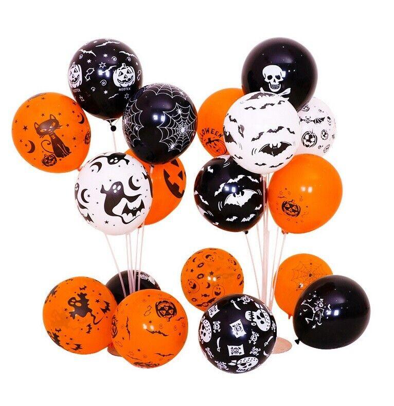Balloon Decor for Halloween - 10x Halloween Balloons Black Orange Spooky Decorations Cobweb Pumpkin Halloween & Franchise - Tophatter Daily Deals
