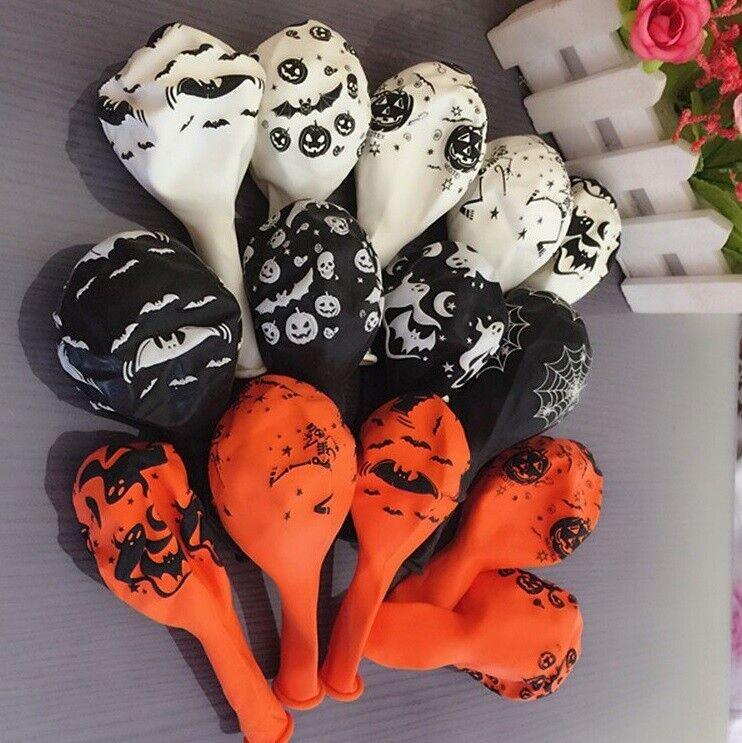 Balloon Decor for Halloween - 10x Halloween Balloons Black Orange Spooky Decorations Cobweb Pumpkin Halloween & Franchise - Tophatter Daily Deals