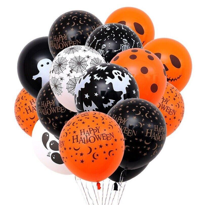 Balloon Decor for Halloween - 10x Halloween Balloons Black Orange Spooky Decorations Cobweb Pumpkin Halloween & Franchise - Tophatter Daily Deals