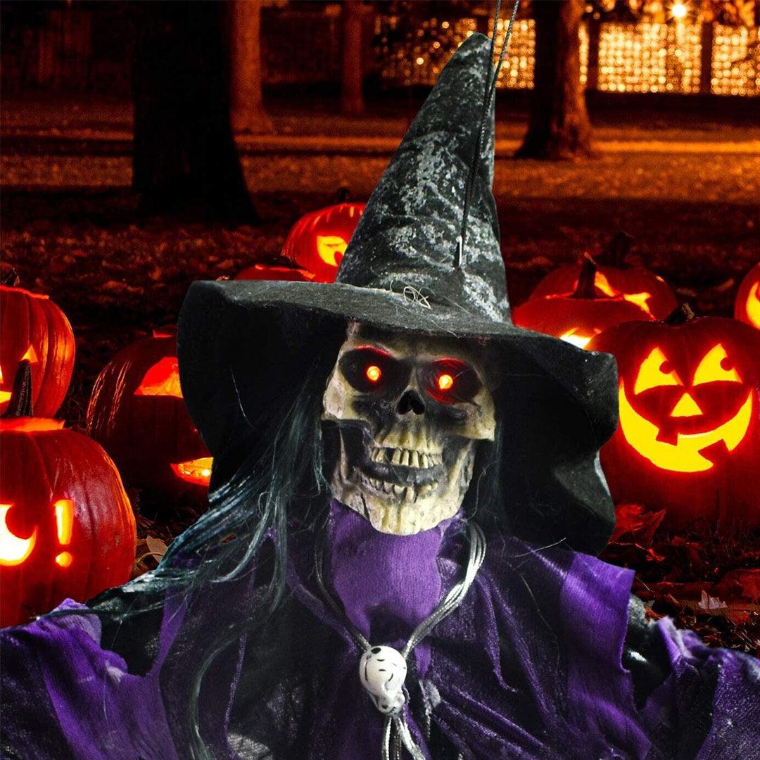 Witches for Halloween Decorations - Hanging Witch Scary Screaming Skeleton Haunted House Decoration Props Festive & Franchise - Tophatter Daily Deals