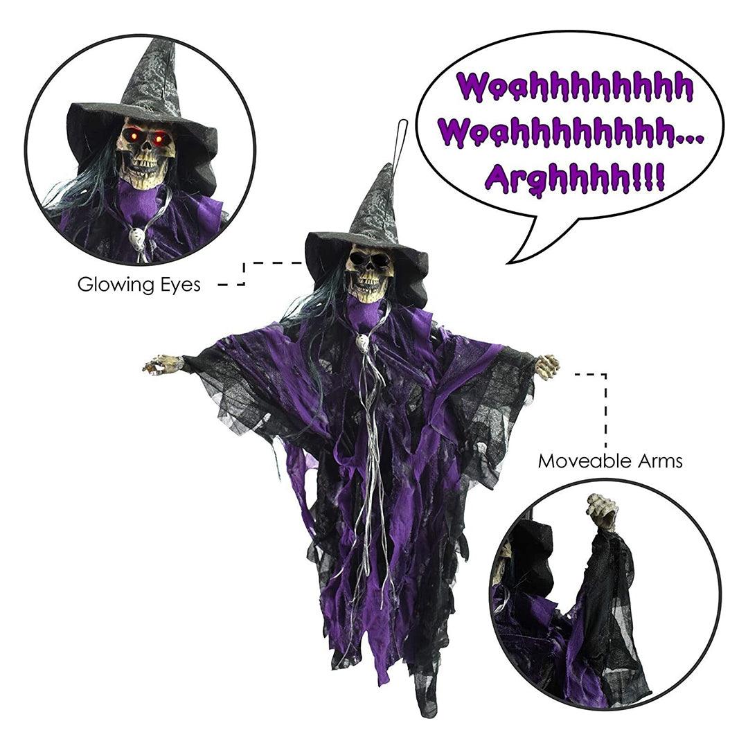 Witches for Halloween Decorations - Hanging Witch Scary Screaming Skeleton Haunted House Decoration Props Festive & Franchise - Tophatter Daily Deals