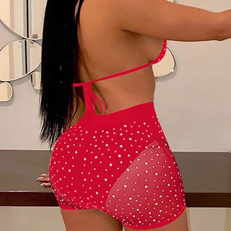Halter See Through Sequins Mesh Bra & Shorts Women's Lingerie - Tophatter Daily Deals