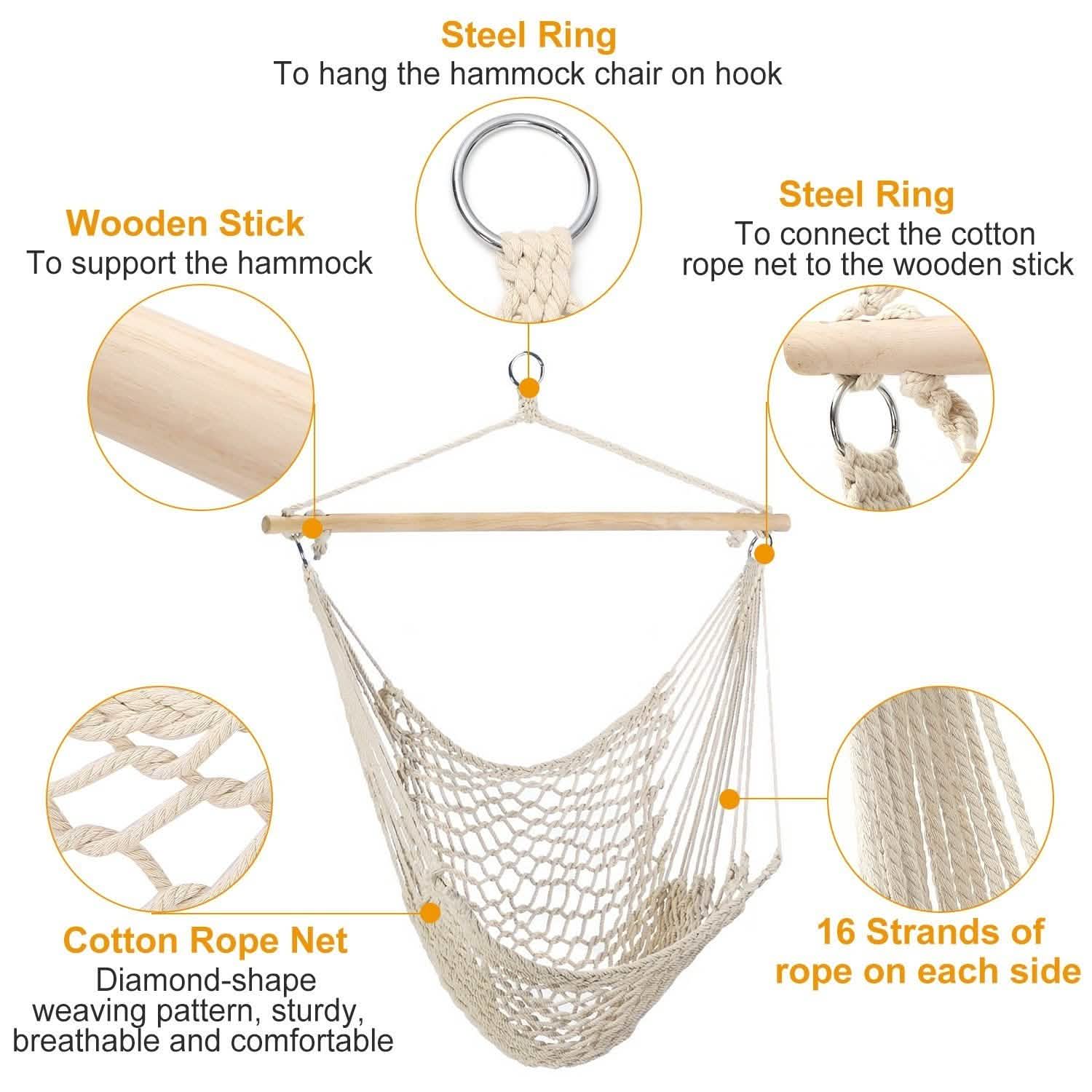 Hammock Chair Hanging Rope Seat Garden & Patio - Tophatter Daily Deals