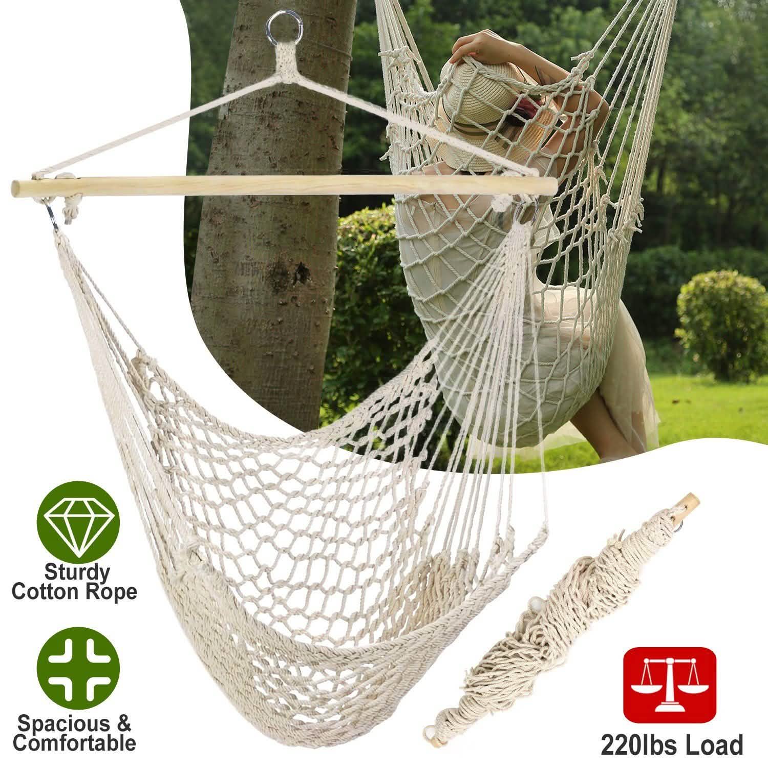 Hammock Chair Hanging Rope Seat Garden & Patio - Tophatter Daily Deals