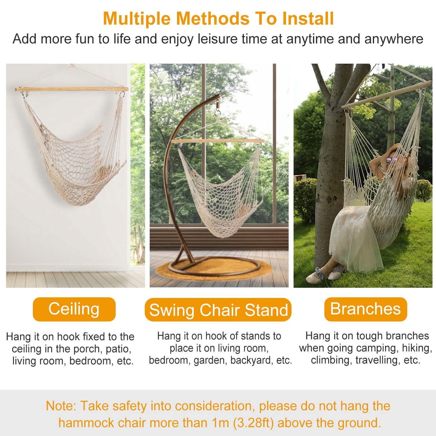Hammock Chair Hanging Rope Seat Garden & Patio - Tophatter Daily Deals