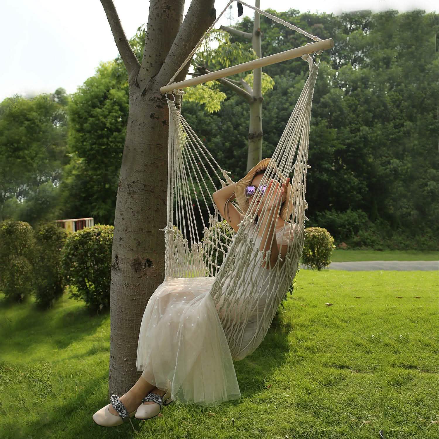 Hammock Chair Hanging Rope Seat Garden & Patio - Tophatter Daily Deals