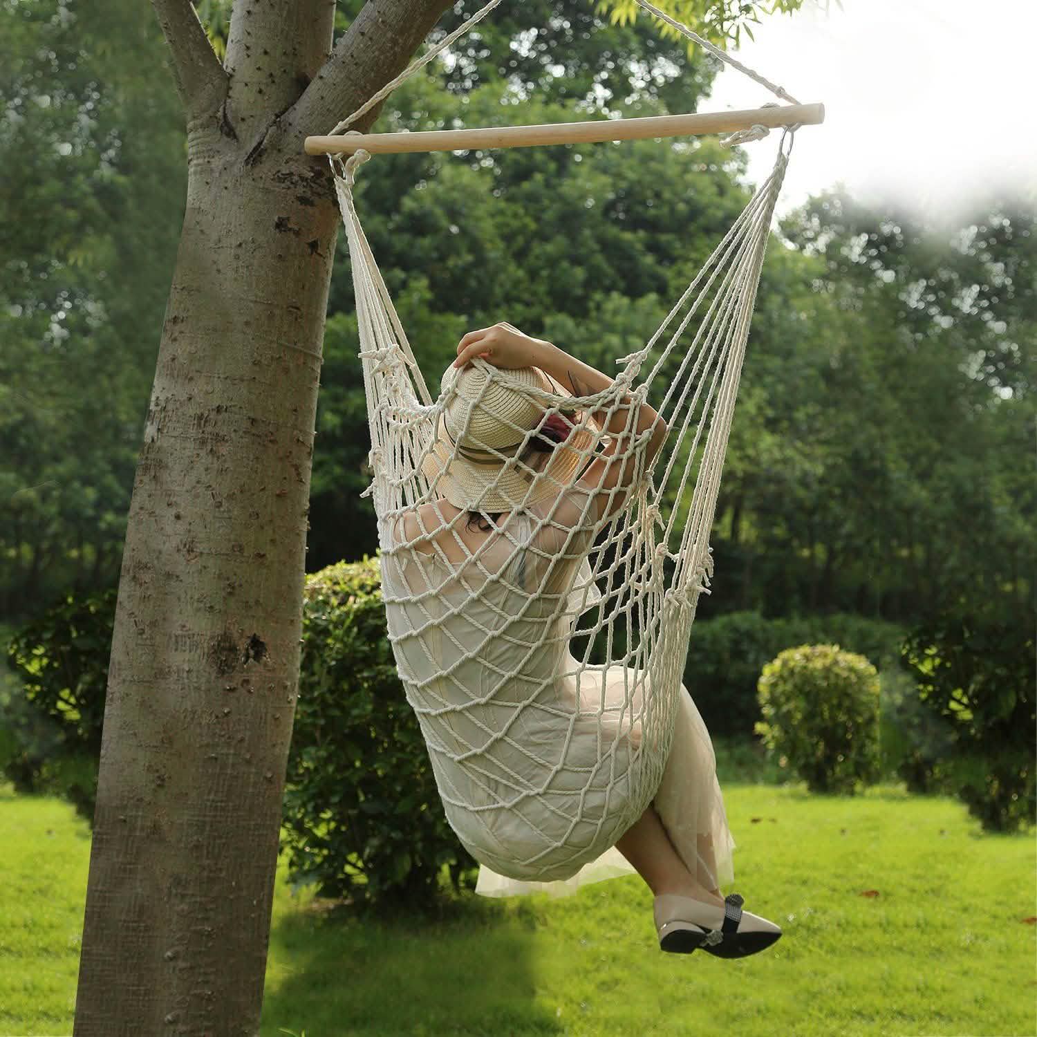 Hammock Chair Hanging Rope Seat Garden & Patio - Tophatter Daily Deals