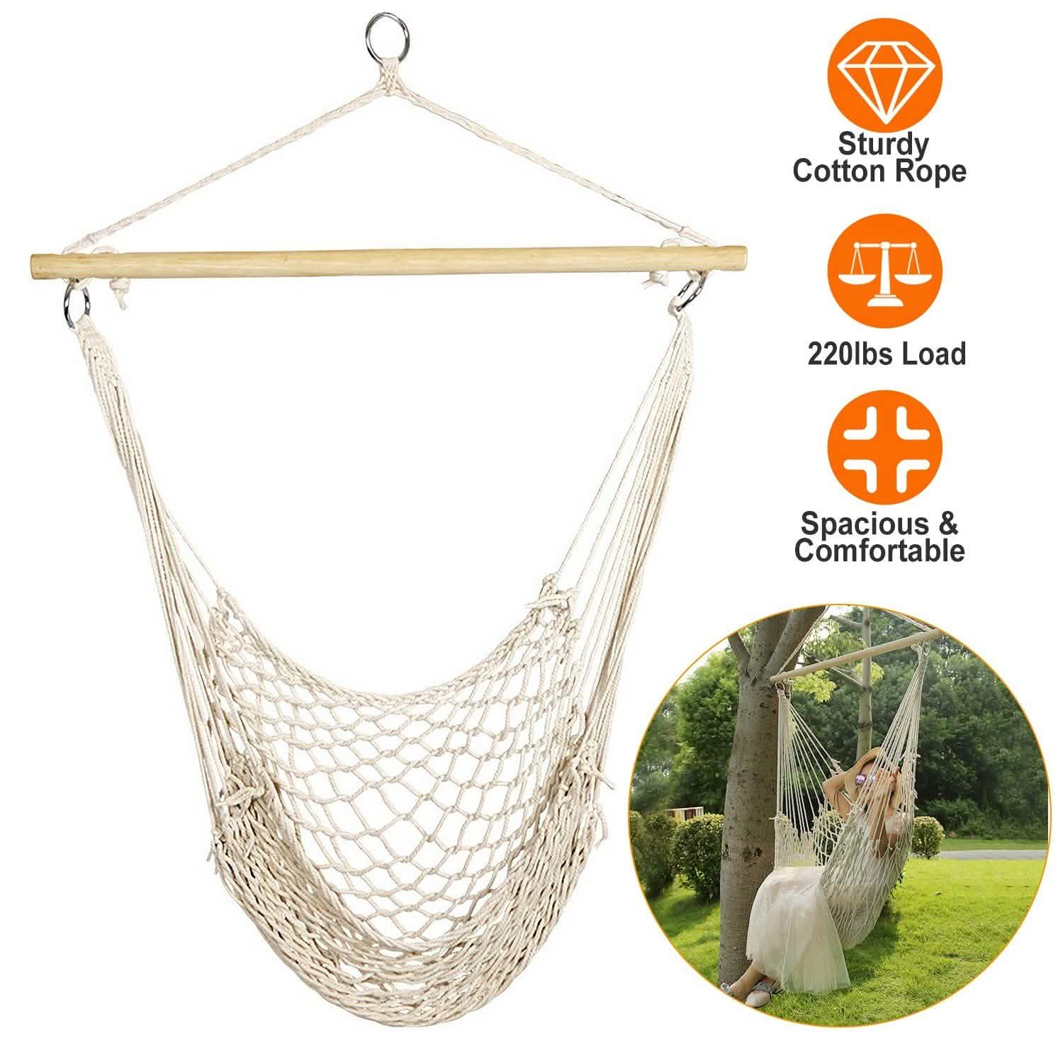 Hammock Chair Hanging Rope Seat Garden & Patio - Tophatter Daily Deals