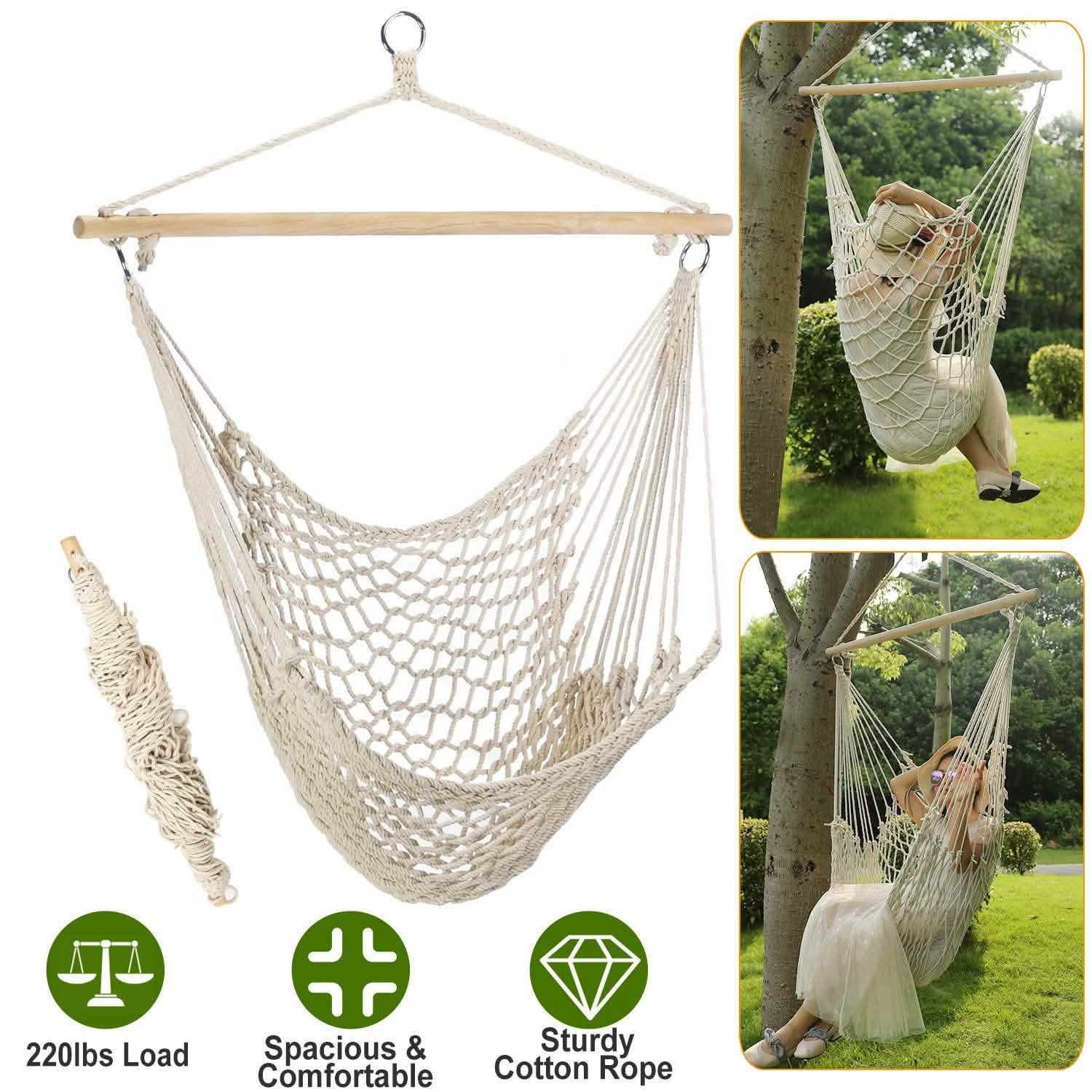 Hammock Chair Hanging Rope Seat Garden & Patio - Tophatter Daily Deals