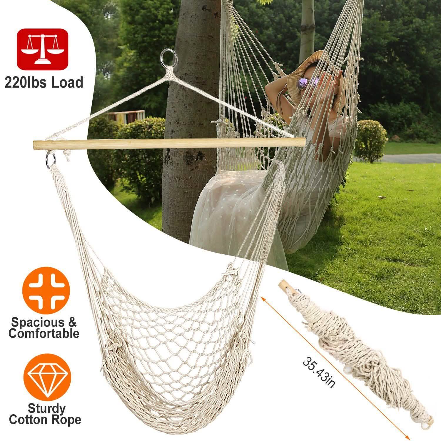Hammock Chair Hanging Rope Seat Garden & Patio - Tophatter Daily Deals