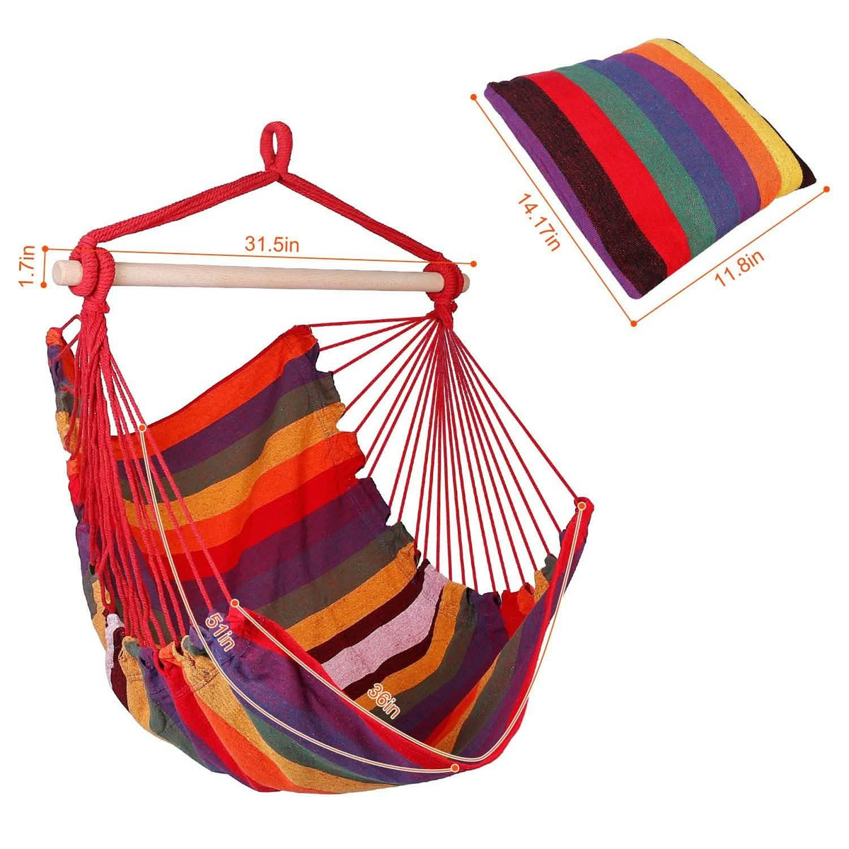 Hammock Hanging Chair Canvas with 2 Pillows Garden & Patio - Tophatter Daily Deals
