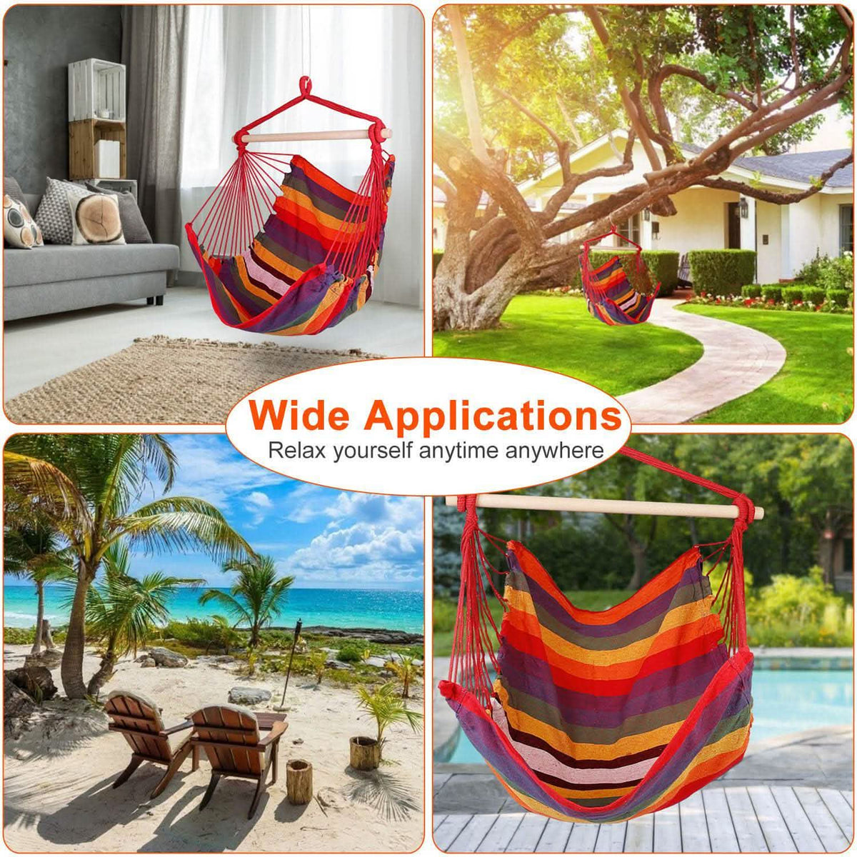 Hammock Hanging Chair Canvas with 2 Pillows Garden & Patio - Tophatter Daily Deals