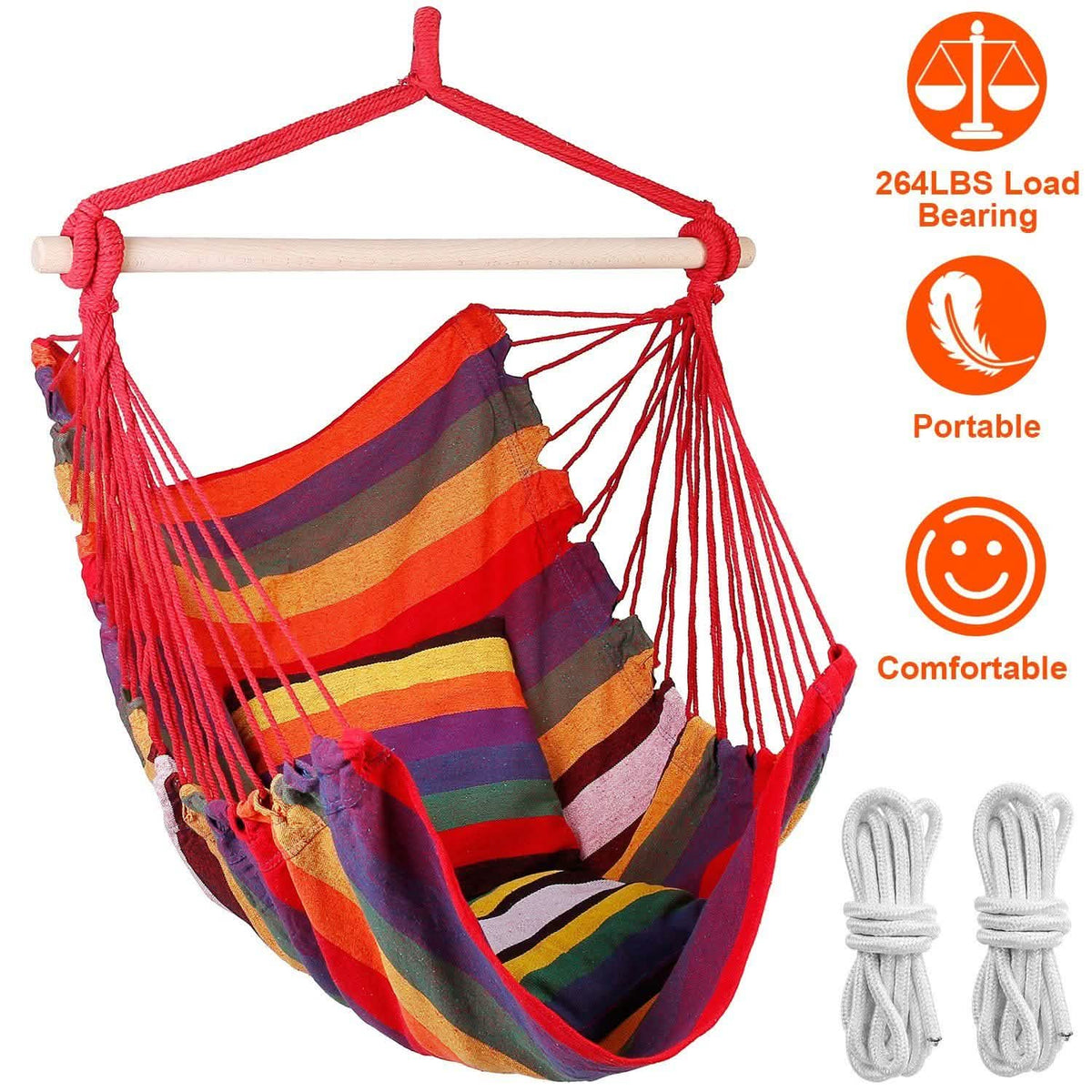 Hammock Hanging Chair Canvas with 2 Pillows Garden & Patio - Tophatter Daily Deals