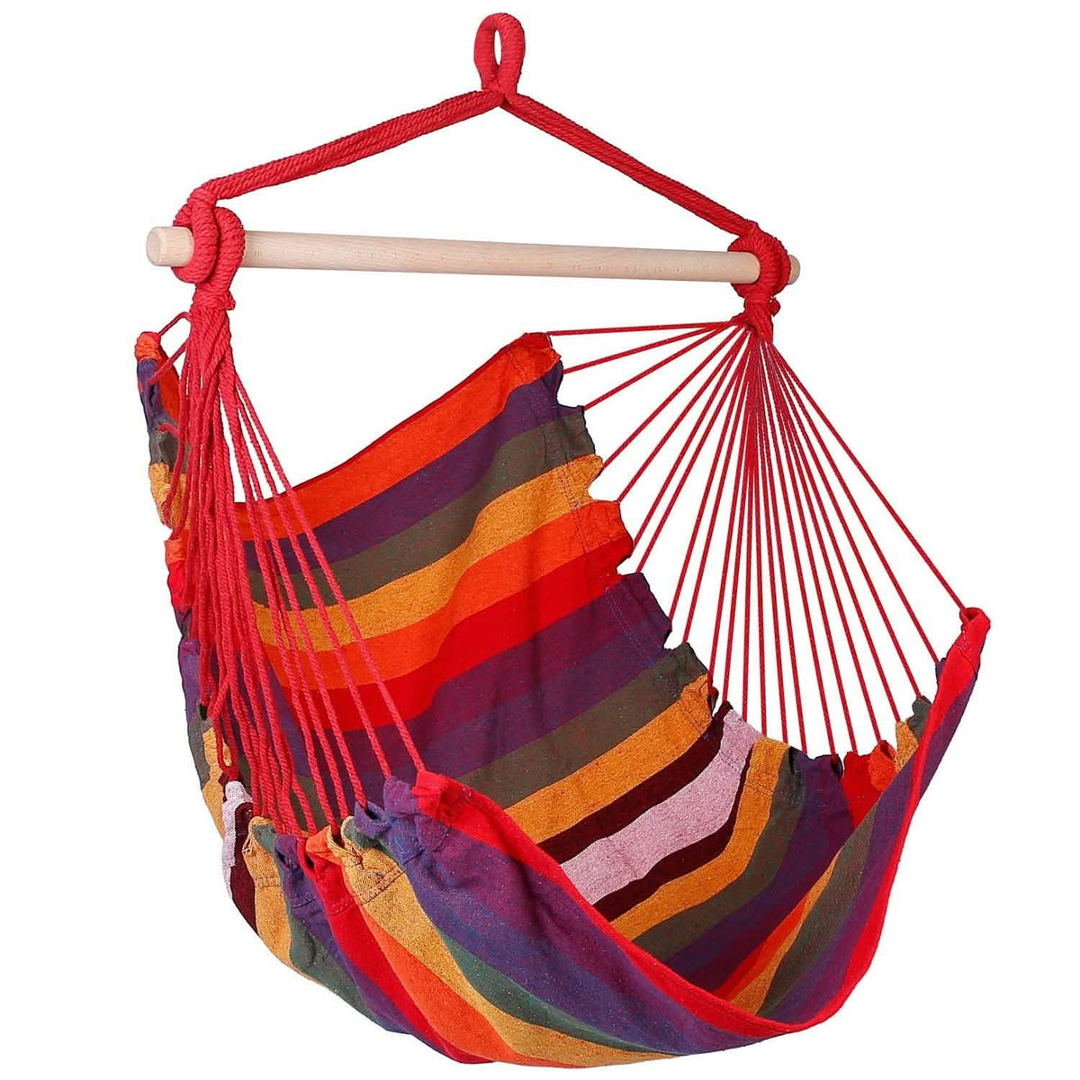 Hammock Hanging Chair Canvas with 2 Pillows Red Garden & Patio - Tophatter Daily Deals