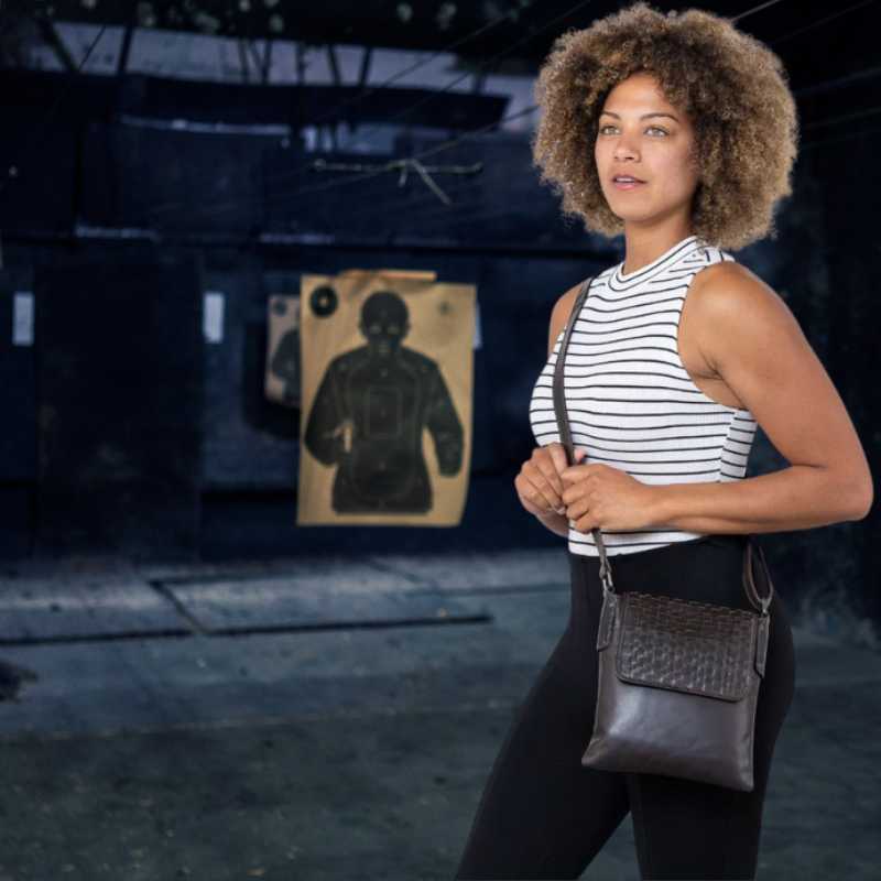 Leather Concealed Carry Hana Woven Crossbody EDC Bag Handgun Purses - Tophatter Daily Deals