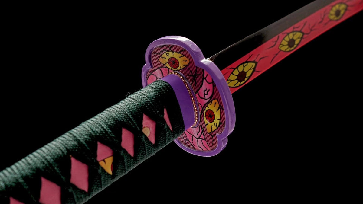 Hand Forged Anime Katana Demon Slayer Kokushibo 1045 Carbon steel Red Blade - Tophatter Daily Deals