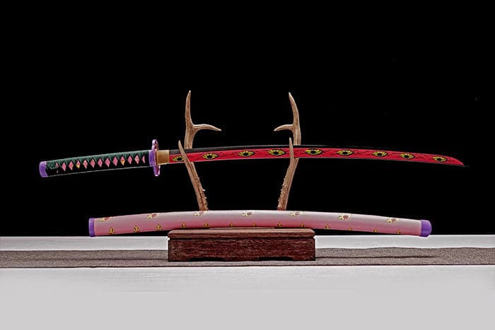 Hand Forged Anime Katana Demon Slayer Kokushibo 1045 Carbon steel Red Blade - Tophatter Daily Deals