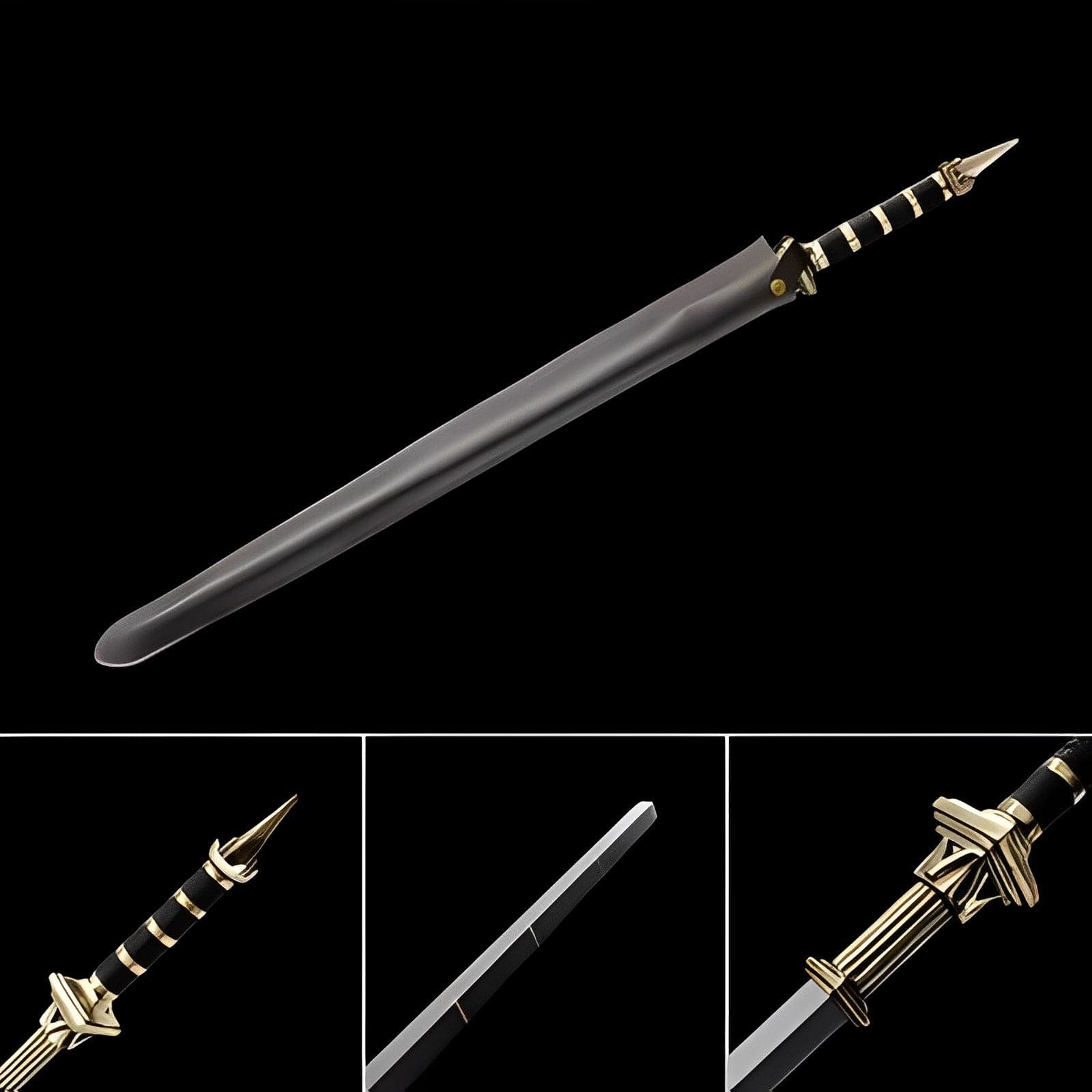 Hand Forged Detective Dee Sword breaker Pattern Steel Baked Blue - Tophatter Daily Deals