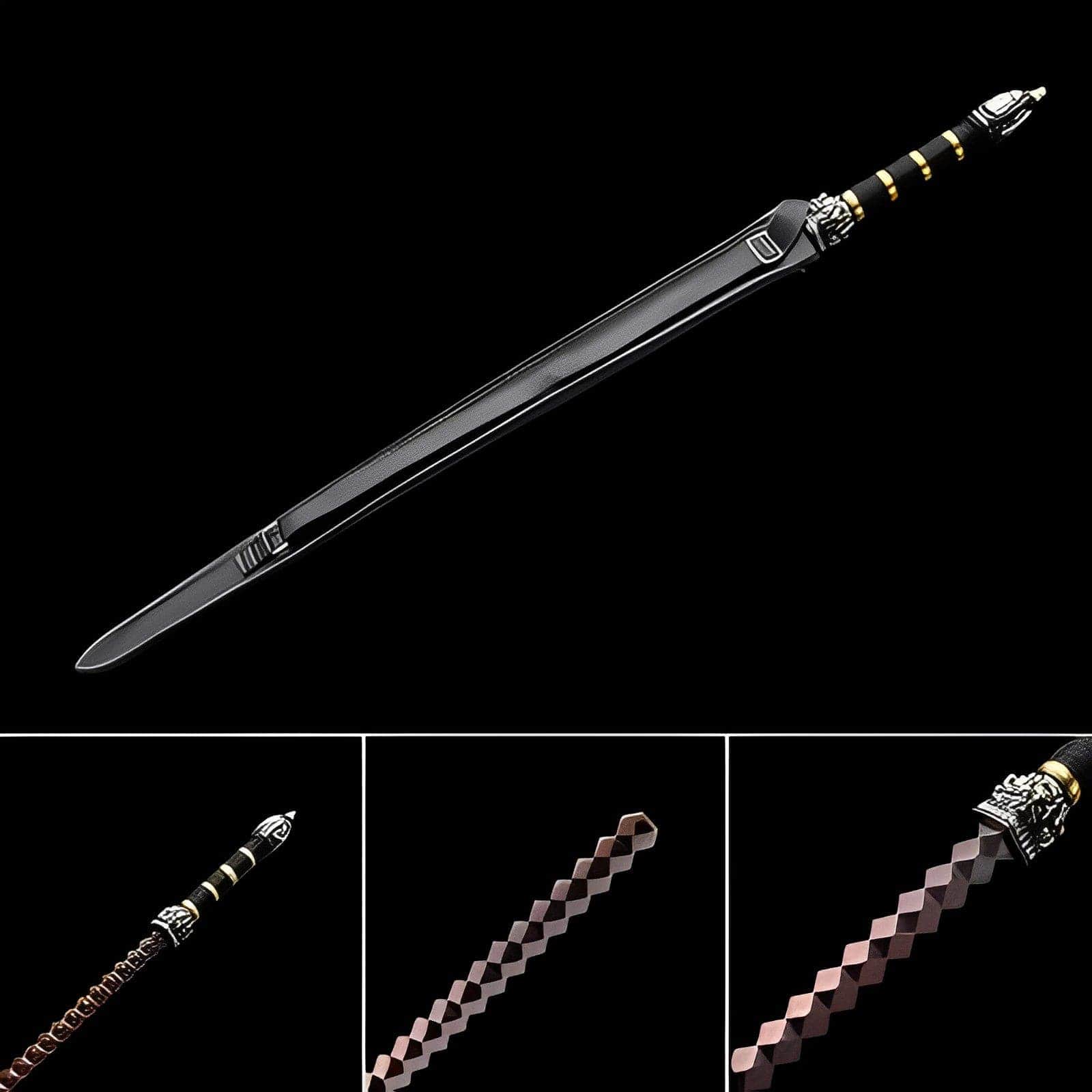 Hand Forged Gold Steel Sword breaker Damascus Steel - Tophatter Daily Deals