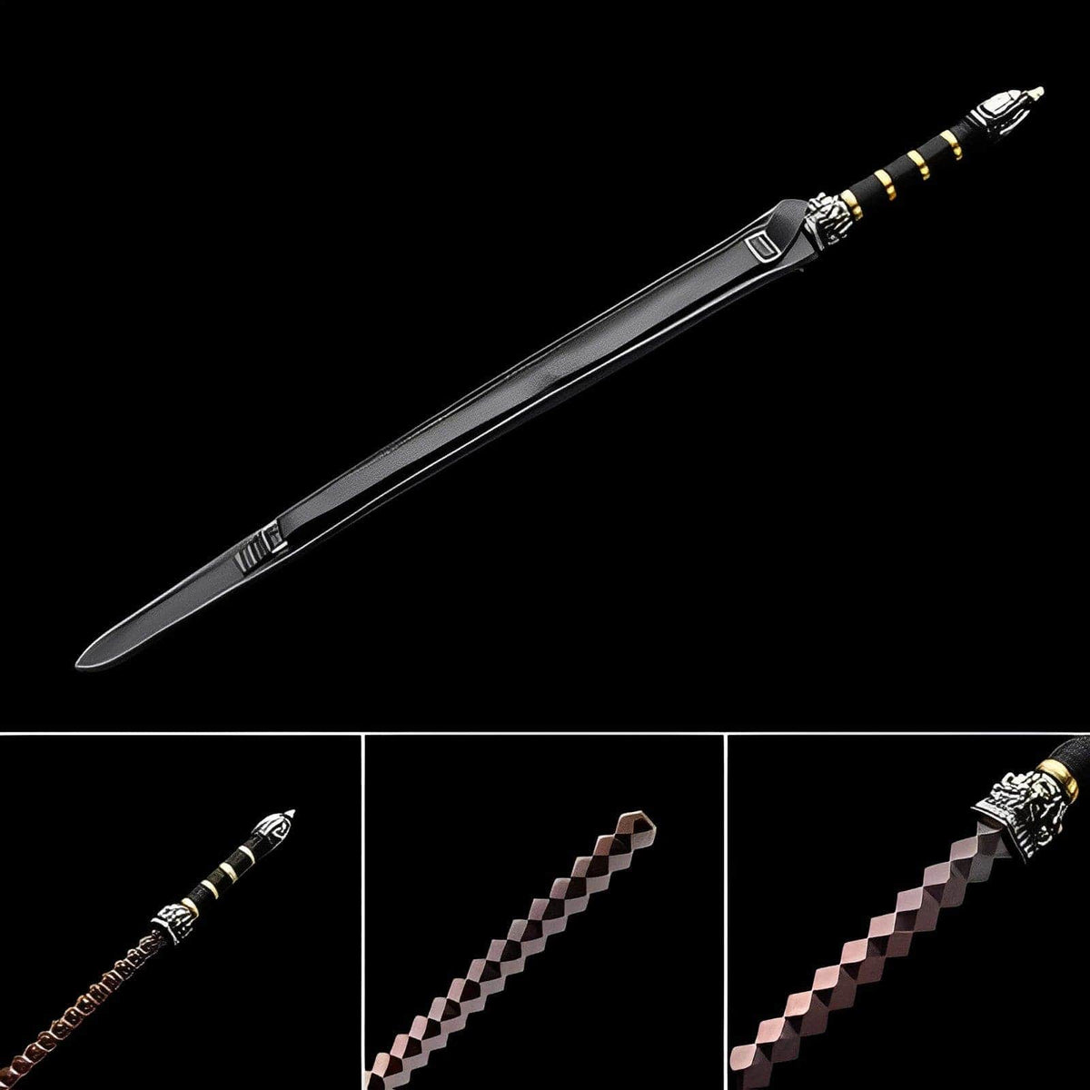 Hand Forged Gold Steel Sword breaker Damascus Steel - Tophatter Daily Deals