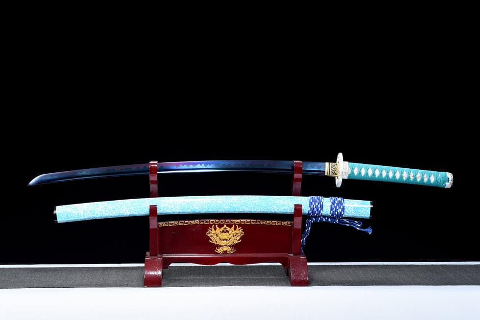 Hand Forged Japanese Samurai Katana 9260 Spring Steel Blue Blade - Tophatter Daily Deals