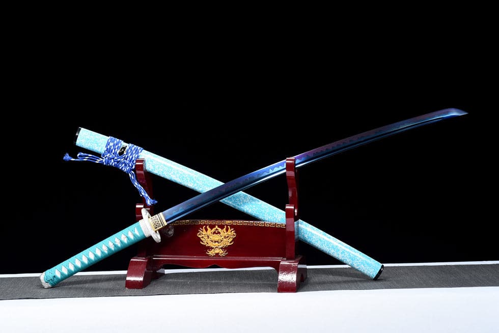 Hand Forged Japanese Samurai Katana 9260 Spring Steel Blue Blade - Tophatter Daily Deals