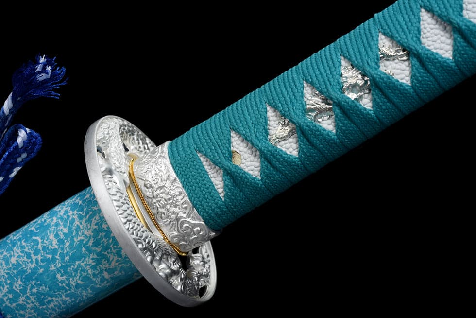 Hand Forged Japanese Samurai Katana 9260 Spring Steel Blue Blade - Tophatter Daily Deals