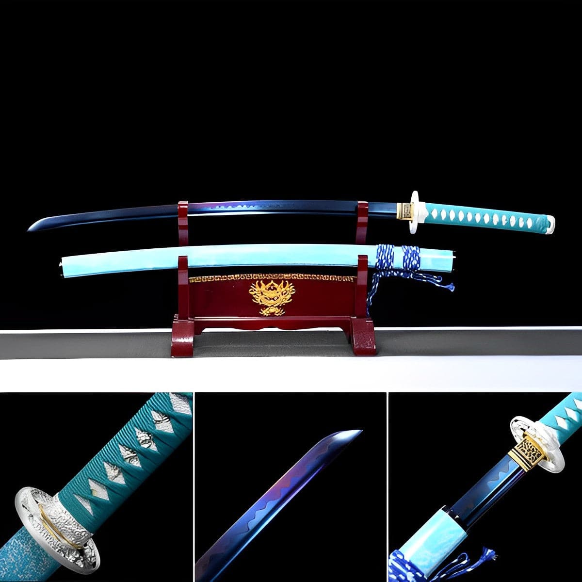 Hand Forged Japanese Samurai Katana 9260 Spring Steel Blue Blade - Tophatter Daily Deals