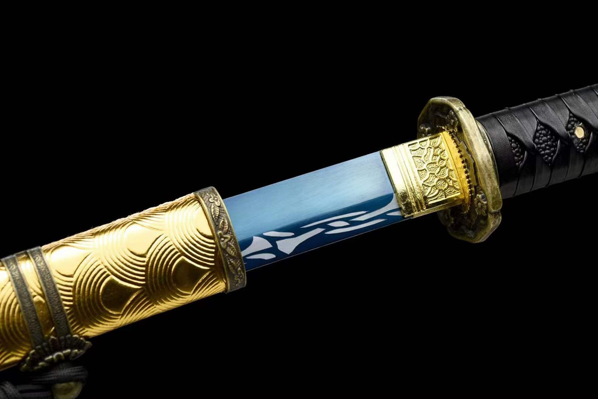 Hand Forged Japanese Samurai Katana 98 High manganese Steel Baked Blue - Tophatter Daily Deals