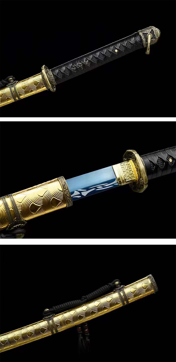 Hand Forged Japanese Samurai Katana 98 High manganese Steel Baked Blue - Tophatter Daily Deals