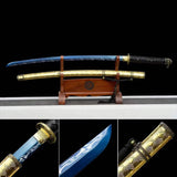 Hand Forged Japanese Samurai Katana 98 High manganese Steel Baked Blue - Tophatter Daily Deals