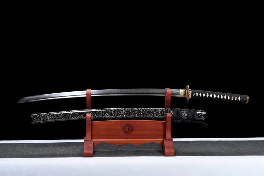 Hand Forged Japanese Samurai Katana Auspicious Clouds &Beasts T10 Turns the soil to burn blade - Tophatter Daily Deals