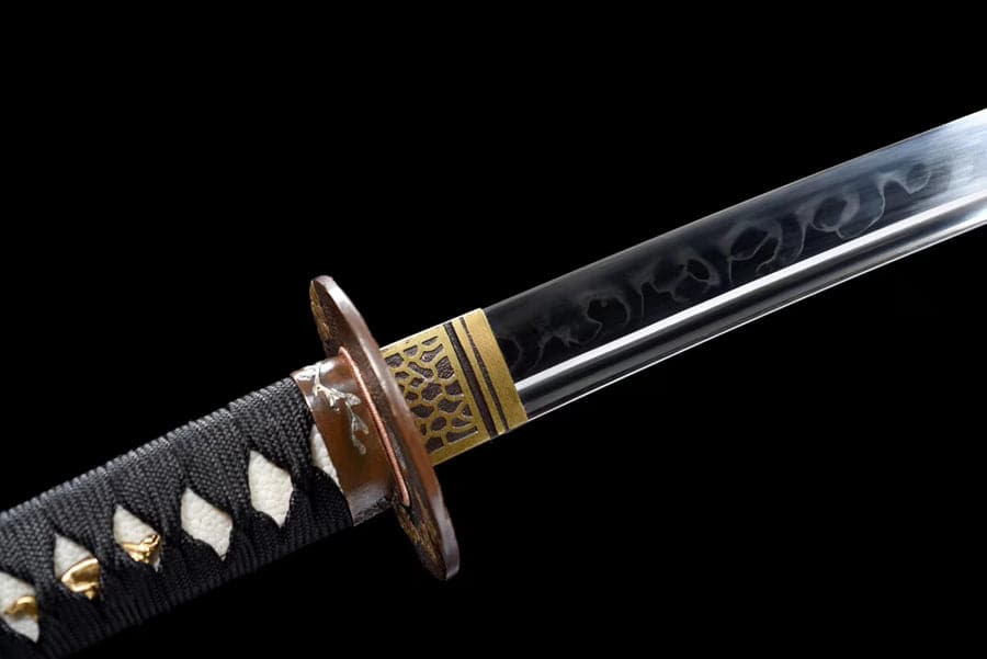 Hand Forged Japanese Samurai Katana Auspicious Clouds &Beasts T10 Turns the soil to burn blade - Tophatter Daily Deals