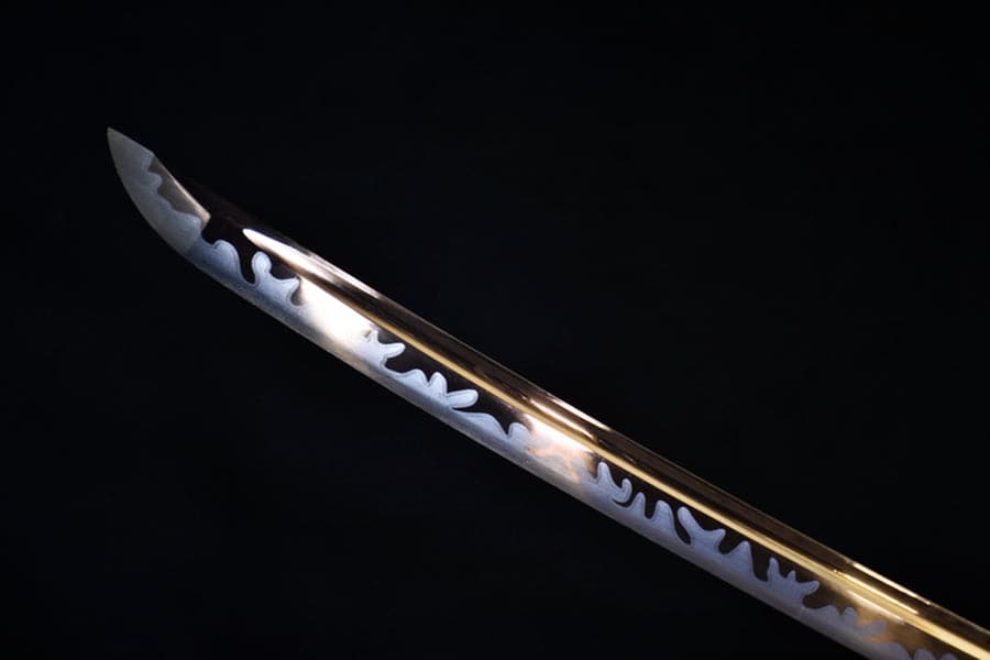 Hand Forged Japanese Samurai Katana Bare Gold T10 Carbon steel Blade baking gold - Tophatter Daily Deals