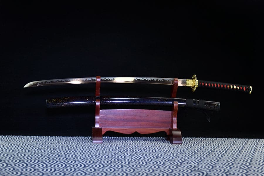 Hand Forged Japanese Samurai Katana Bare Gold T10 Carbon steel Blade baking gold - Tophatter Daily Deals