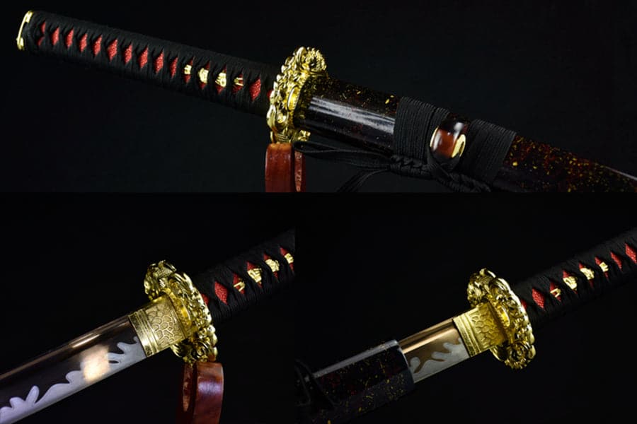 Hand Forged Japanese Samurai Katana Bare Gold T10 Carbon steel Blade baking gold - Tophatter Daily Deals