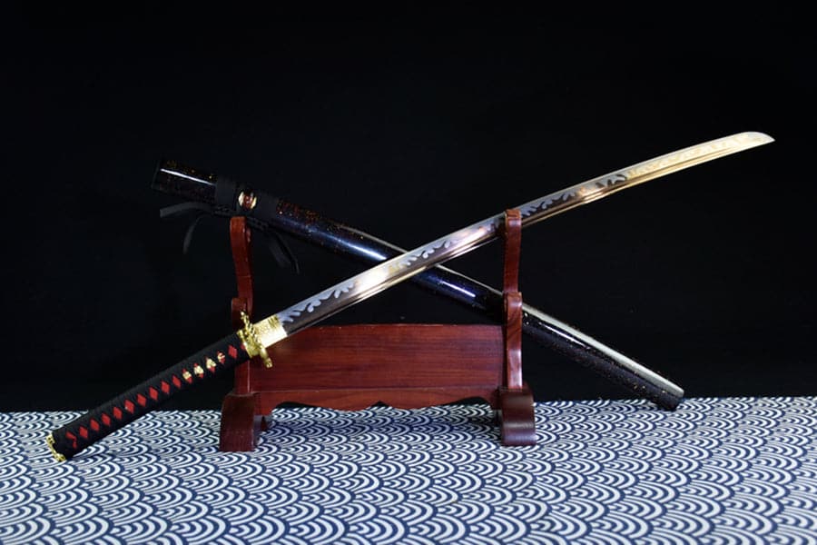 Hand Forged Japanese Samurai Katana Bare Gold T10 Carbon steel Blade baking gold - Tophatter Daily Deals