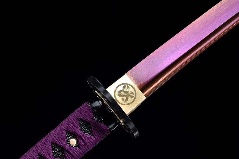 Hand Forged Japanese Samurai Katana Bauhinia 9260 Spring Stee Purple Blade - Tophatter Daily Deals