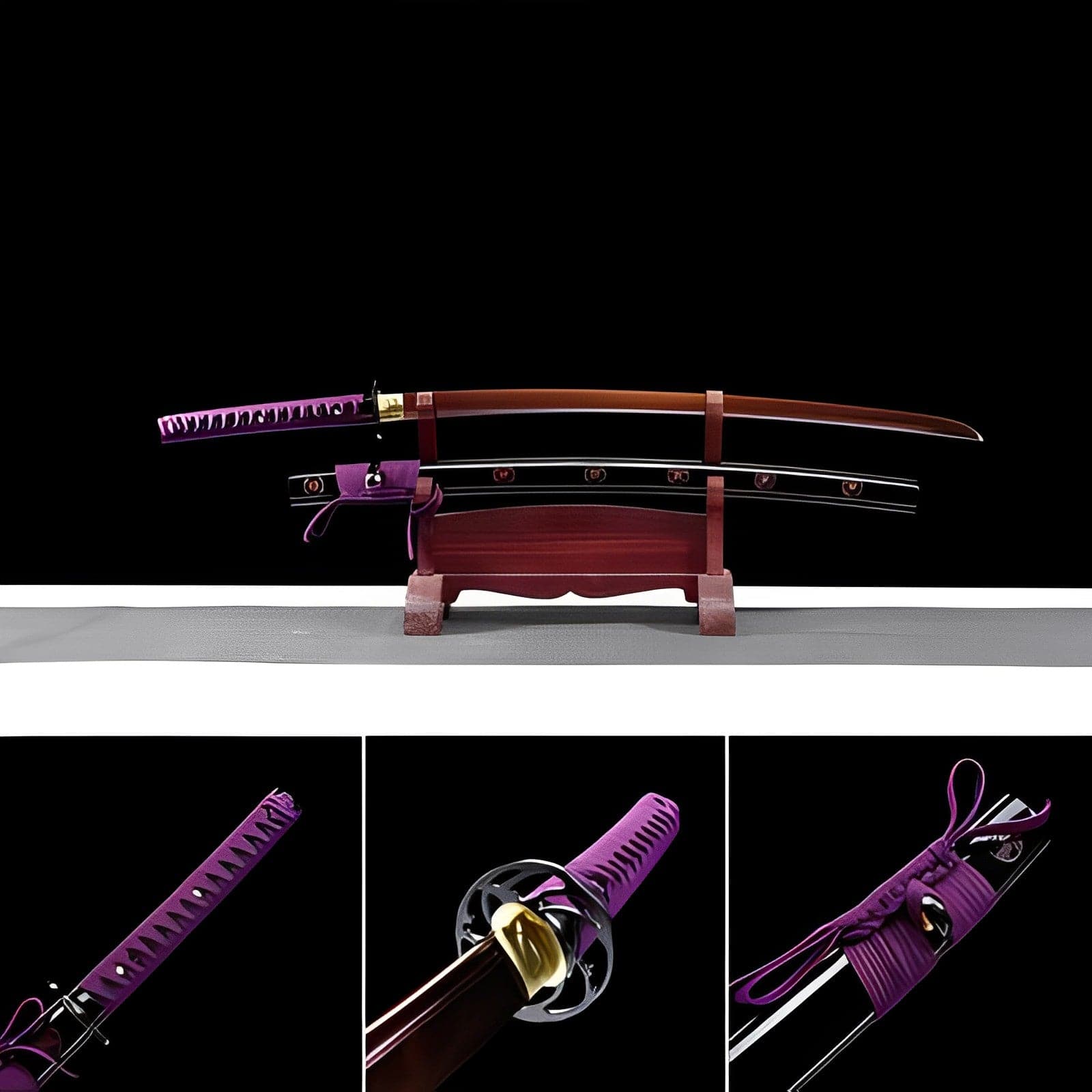 Hand Forged Japanese Samurai Katana Bauhinia 9260 Spring Stee Purple Blade - Tophatter Daily Deals