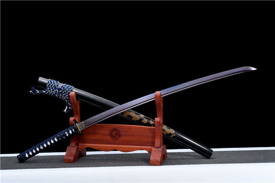 Hand Forged Japanese Samurai Katana Bitter Cold Fragrance Pattern Steel Blue Blade - Tophatter Daily Deals