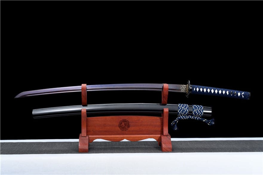 Hand Forged Japanese Samurai Katana Bitter Cold Fragrance Pattern Steel Blue Blade - Tophatter Daily Deals