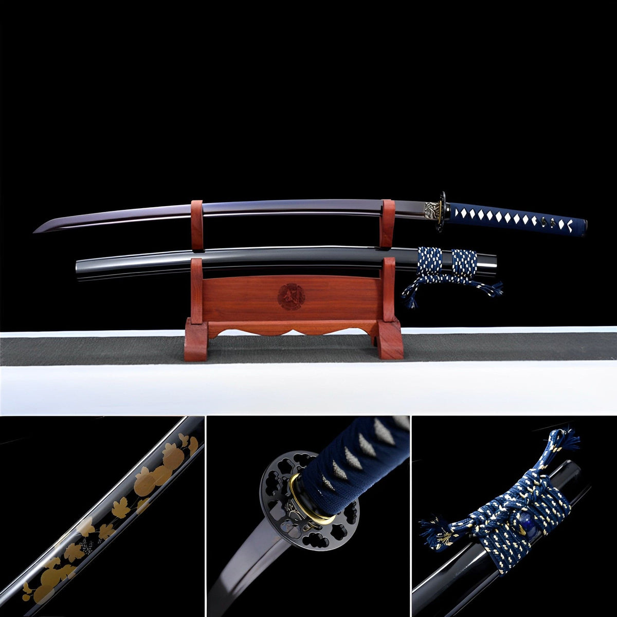 Hand Forged Japanese Samurai Katana Bitter Cold Fragrance Pattern Steel Blue Blade - Tophatter Daily Deals
