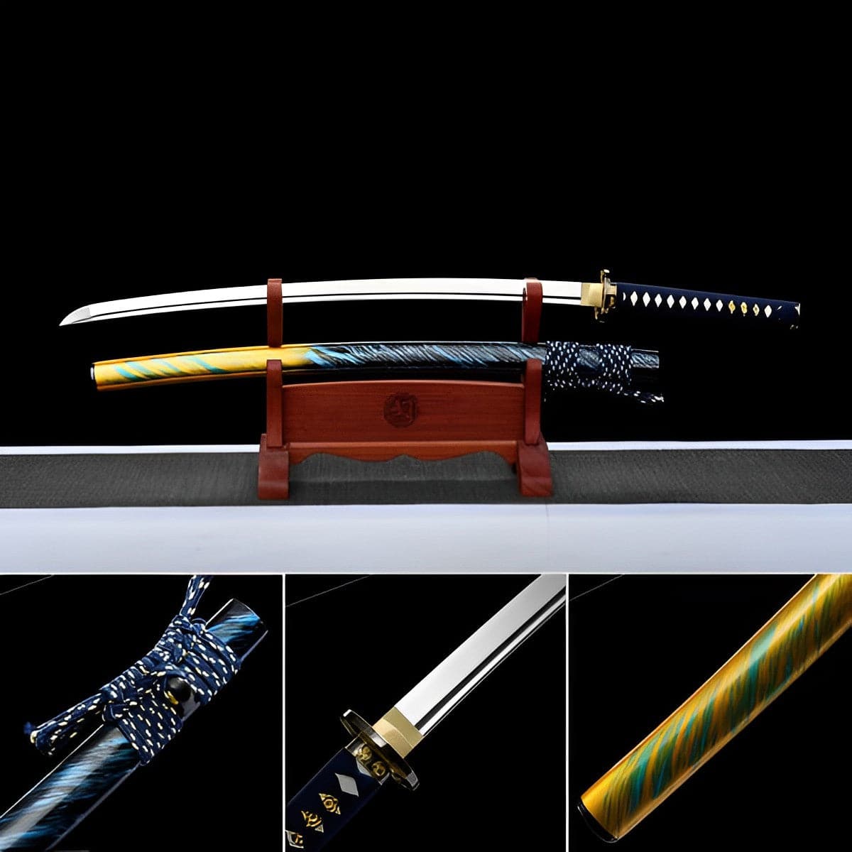 Hand Forged Japanese Samurai Katana Buddha 9260 Spring Steel Bend 90 degrees without deformation - Tophatter Daily Deals
