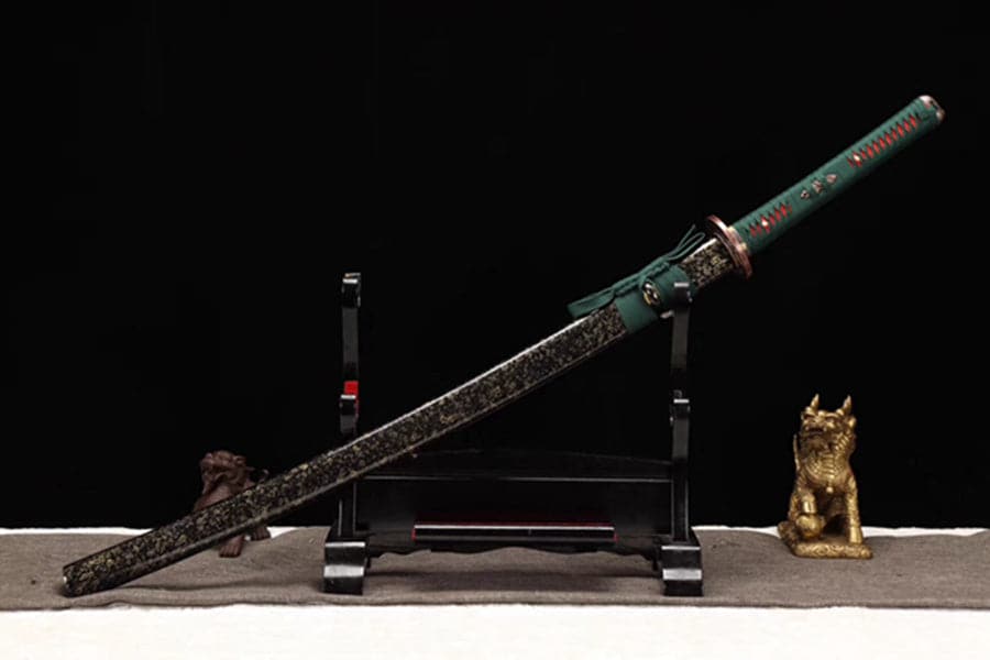 Hand Forged Japanese Samurai Katana Dark Knight T10 Burned edge Hand grinding - Tophatter Daily Deals