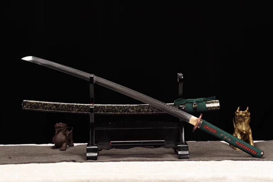 Hand Forged Japanese Samurai Katana Dark Knight T10 Burned edge Hand grinding - Tophatter Daily Deals