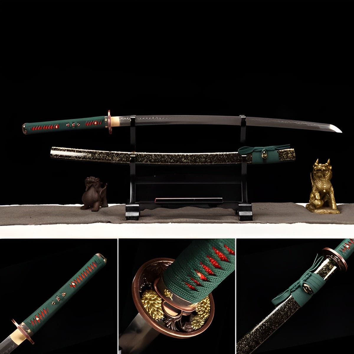 Hand Forged Japanese Samurai Katana Dark Knight T10 Burned edge Hand grinding - Tophatter Daily Deals